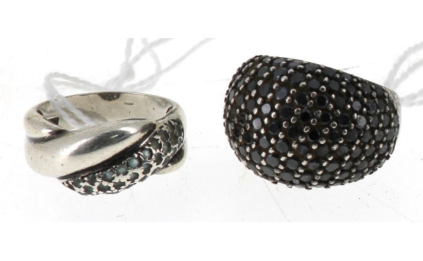 Deux bagues joncs en argent 925ème serti