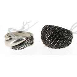 Deux bagues joncs en argent 925ème serti