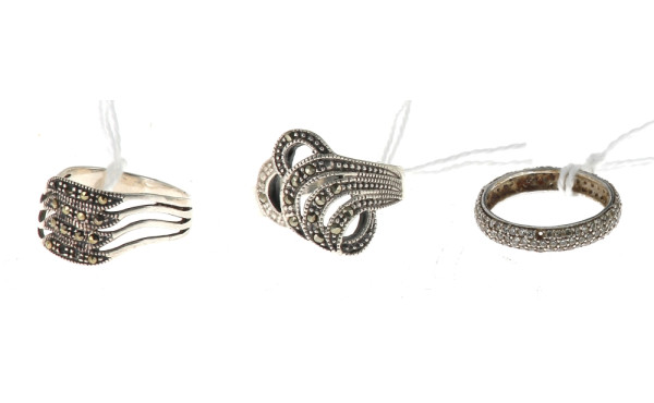 Lot de 3 bagues en argent serties de str