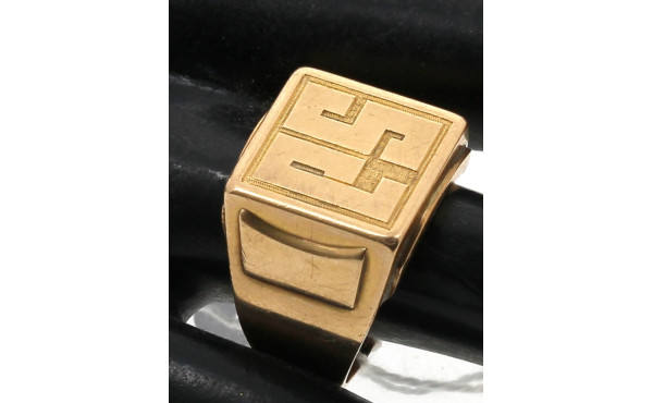 Chevalière en or 18 cts, poinçon tête d'