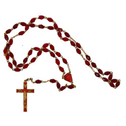 Chapelet en plaqué or et verre rouge fac