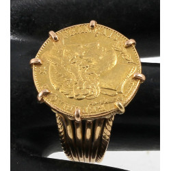 Pièce 10 F or montée en bague, poids 8,9