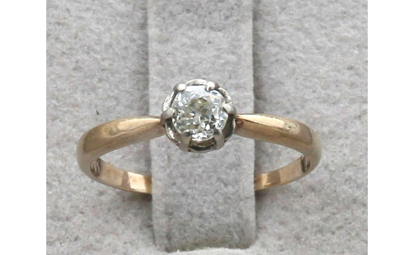 Bague ancienne solitaire diamant 2 ors 1