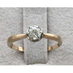 Bague ancienne solitaire diamant 2 ors 1