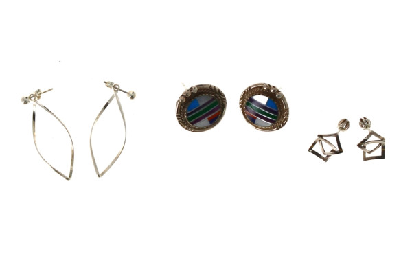 Lot de 3 paires de BO en argent 925ème, 