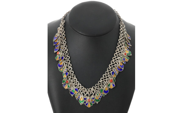 Collier berbère en argent et émail de co