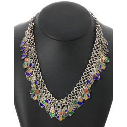 Collier berbère en argent et émail de co