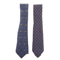 HERMES Paris - Lot de 2 cravates Hermès 