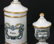 2 pots à pharmacie en porcelaine polychr