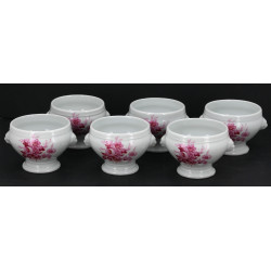6 bouillons en porcelaine blanche à déco