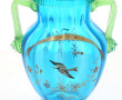 Vase en verre bleu à deux anses en verre