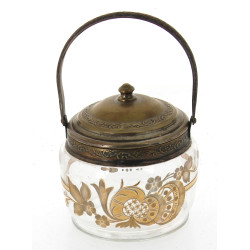 Seau à biscuits début Xxème en verre déc