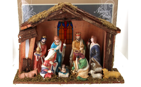 Crèche de Noêl avec petit éclairage à pi