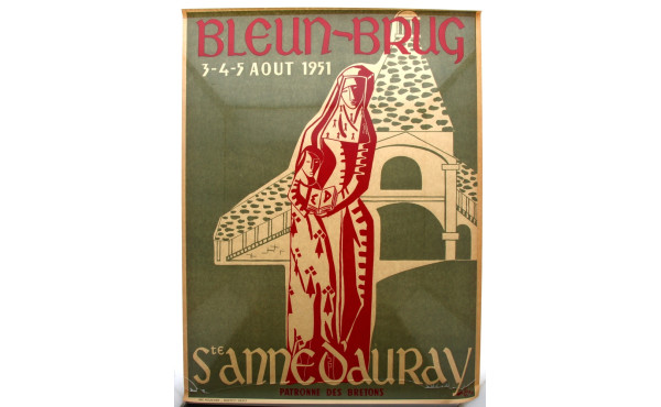 BRETAGNE - Affiche BLEUN-BRUG illustrée 