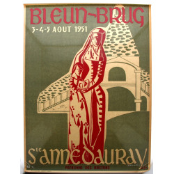 BRETAGNE - Affiche BLEUN-BRUG illustrée 
