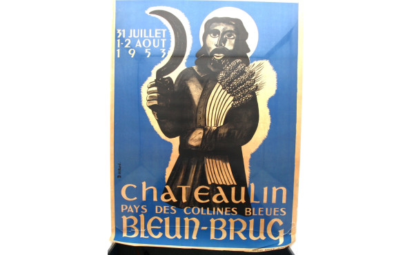 BRETAGNE - Affiche BLEUN-BRUG illustrée 