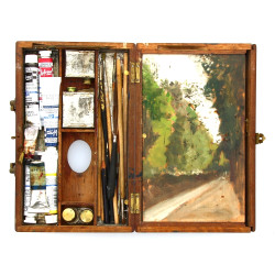 Coffret de peintre en bois naturel conte