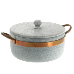 Faitout couvert en stéatite avec anses e