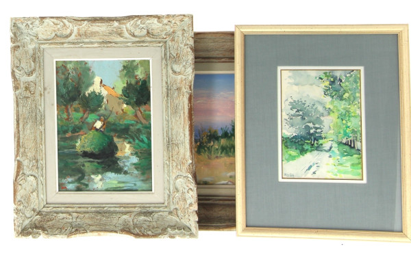 Lot de 3 tableaux dont 2 avec cadres en 