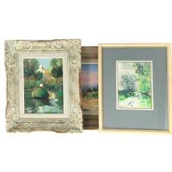 Lot de 3 tableaux dont 2 avec cadres en 