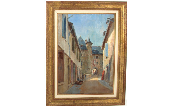 Ecole Française début Xxème "Rue de vill