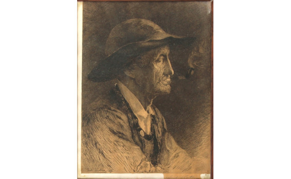 Louis LE COUTEUX (Xxe) "Breton à la pipe