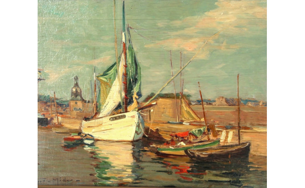 ARTHUR-MIDY (1887-1944) "Bateau et barqu