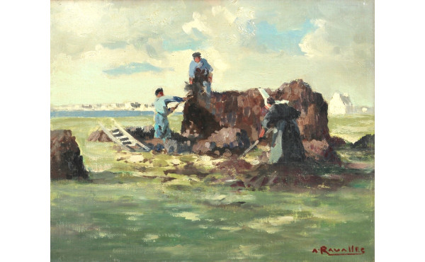 Adrien RAVALLEC (1909-1993) "Ramasseurs 