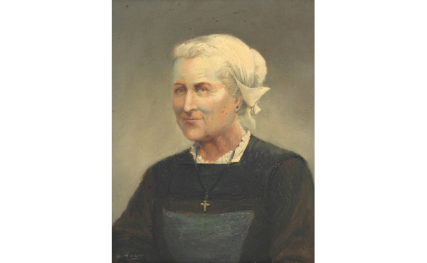 R.HOUY (Xxème) "Portrait de bretonne", h