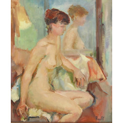 RAULT (Xxème) "Nu féminin au miroir", hu