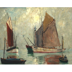 Charles VIAUD (1920-1975) "Marine", huil