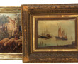 Lot de 2 tableaux, huiles sur panneau : 