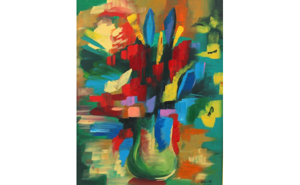 BELLINI (Xxe) "Bouquet coloré", huile su