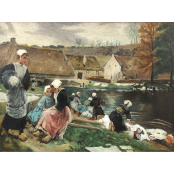 A. BRIANT (Xxe) "Les lavandières", huile