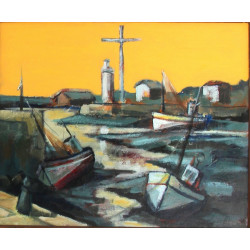 Ec. Française Xxe "Phare à Honfleur", hu