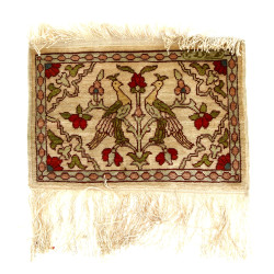 Tapis miniature en soie, Héréké, 18 x 27