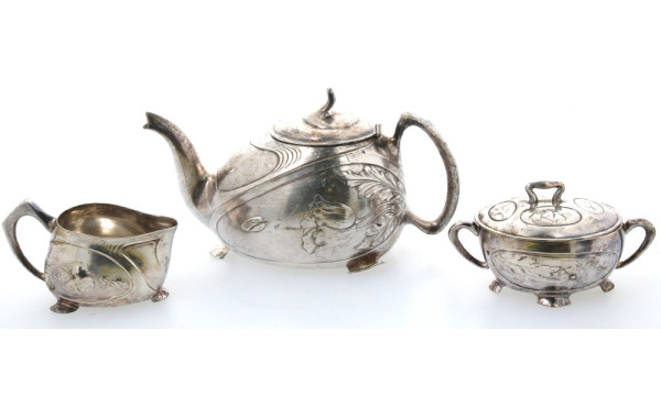 ART NOUVEAU - Théière et crémier en méta