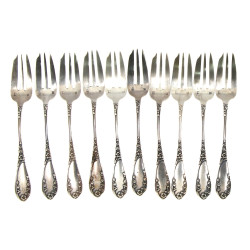 10 fourchettes à gâteaux en métal argent