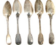 5 cuillères mêlées en argent, modèle à f