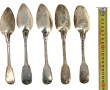 5 cuillères mêlées en argent, modèle à f