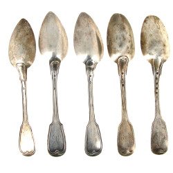 5 cuillères mêlées en argent, modèle à f