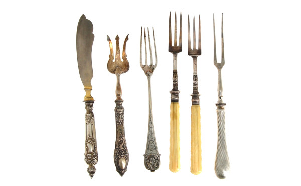 Lot en argent et argent fourré 5 fourche
