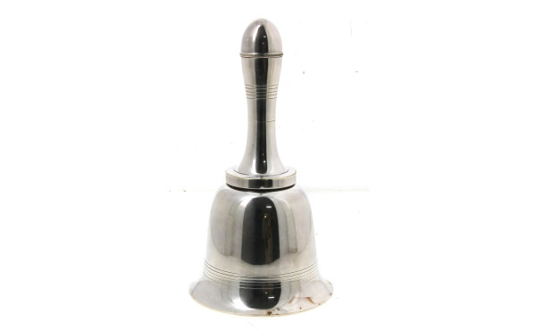 Shaker en métal argenté en forme de cloc