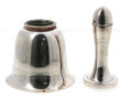 Shaker en métal argenté en forme de cloc