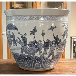 CHINE - Grand cache-pot en porcelaine dé