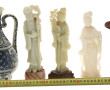 CHINE - 3 statuettes en pierre sculptée,