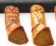 CHINE - 4 statuettes en os patiné, H 21 