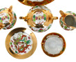 Service à thé en porcelaine blanche et o