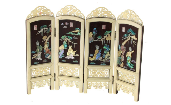 Paravent miniature 4 feuilles en bois ex