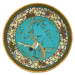 Petit plat rond en cloisonné asiatique à